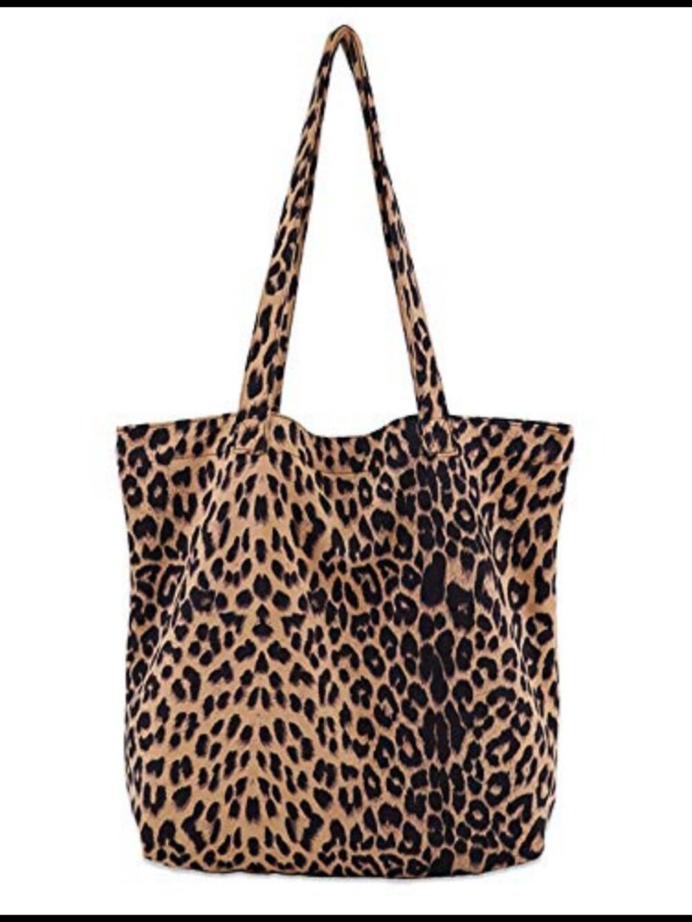 Leopard Print Soft Cotton Shoulder Bag Large Tote Crossbody Satchel Travel